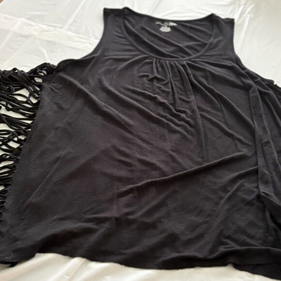RXB Fringed Tank Size Medium Black EUC - Picture 2 of 7